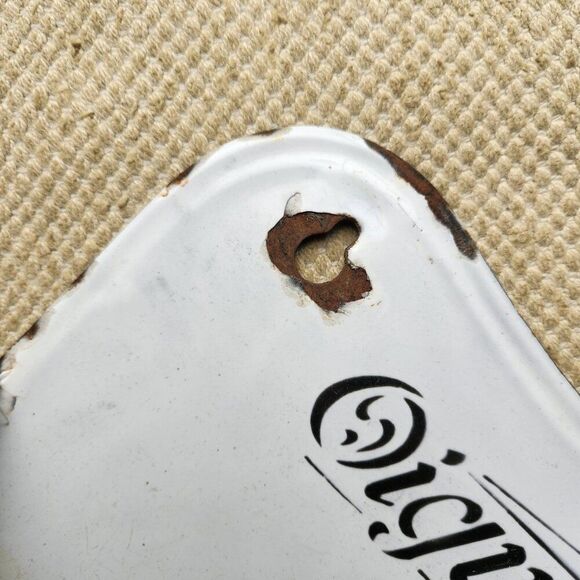 Antique French Enamelware Onion Oignons Bin Wall Container Black White Vintage - Picture 3 of 10